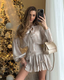 Becky | Vrouwelijke Flowy Mini Party Dress met Ballonmouwen