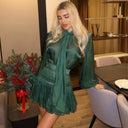 Becky | Vrouwelijke Flowy Mini Party Dress met Ballonmouwen