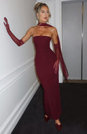 Djenna | Vrouwen Strapless Maxi Bruiloft Gast Jurk met Sjaal