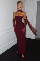 Djenna | Vrouwen Strapless Maxi Bruiloft Gast Jurk met Sjaal