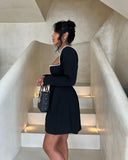 Frankie | Dames Lange Mouw Mini Feestjurk met Pareldetails
