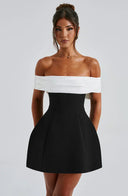 Jill | Dames Off-shoulder Mini Cocktailjurk met Strik
