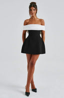 Jill | Dames Off-shoulder Mini Cocktailjurk met Strik