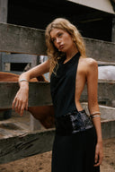 Senna | Dames Maxi Jurk met Open Rug en Pailletten Details