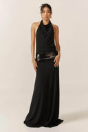 Senna | Dames Maxi Jurk met Open Rug en Pailletten Details