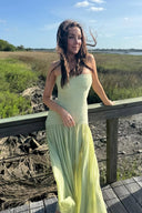 Rebecca | Groene strapless maxi-jurk