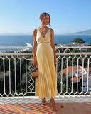 Madison | Yellow pleated maxi dress