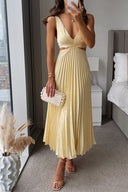 Madison | Yellow pleated maxi dress