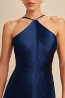 Celestine | Dames Halter Open Rug Effen Maxi Jurk