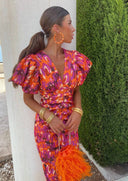 Lina | Midi-jurk met pofmouwen