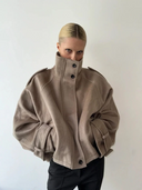 Maia | Dames Hoge Hals Knopen Front Wolmix Jas