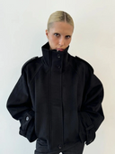 Maia | Dames Hoge Hals Knopen Front Wolmix Jas