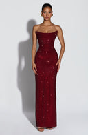 Camila | Rode strapless maxi-jurk