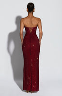 Camila | Rode strapless maxi-jurk
