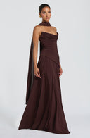 Eleanor | Bruine geplooide maxi-jurk