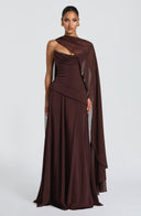 Eleanor | Bruine geplooide maxi-jurk