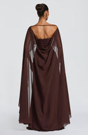 Eleanor | Bruine geplooide maxi-jurk