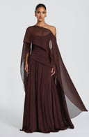 Eleanor | Bruine geplooide maxi-jurk