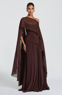 Eleanor | Bruine geplooide maxi-jurk